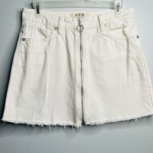 We The Free - Free People White Denim Zip Up Mini Skirt Size 27